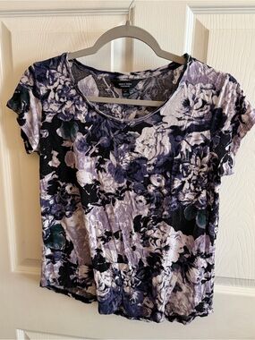 Simply Vera by Vera Wang Purple and Black Floral Shirt